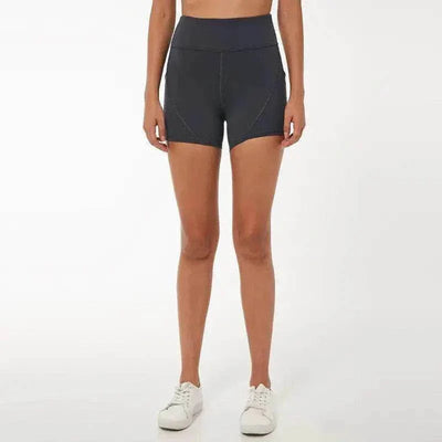Quick-Dry High-Waisted Sports Shorts in dark color, form-fitting athletic design.