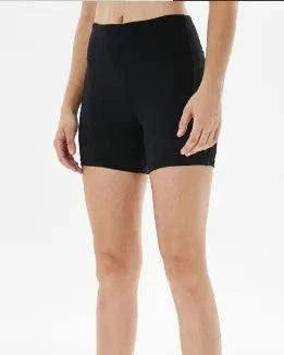 Quick-Dry High-Waisted Sports Shorts in black, showcasing form-fitting design and short length.