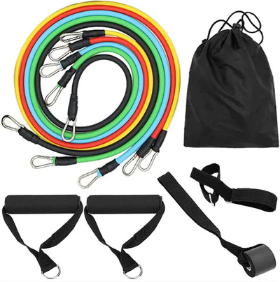 TPE Resistance Training Band set with handles and storage bag.