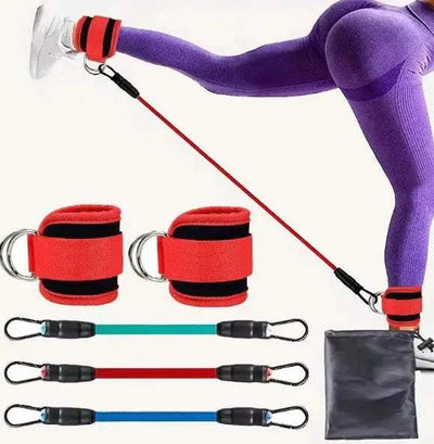 Ankle strap resistance bands with adjustable straps for strength and flexibility training in yoga, Pilates, and CrossFit.