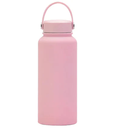 Steel Sport Max pink stainless steel sports kettle with easy-carry handle.