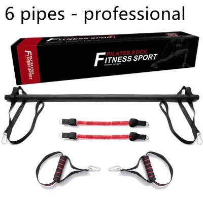 Pilates Bar Kit with Resistance Bands for full-body workouts, featuring adjustable resistance for strength and flexibility training.