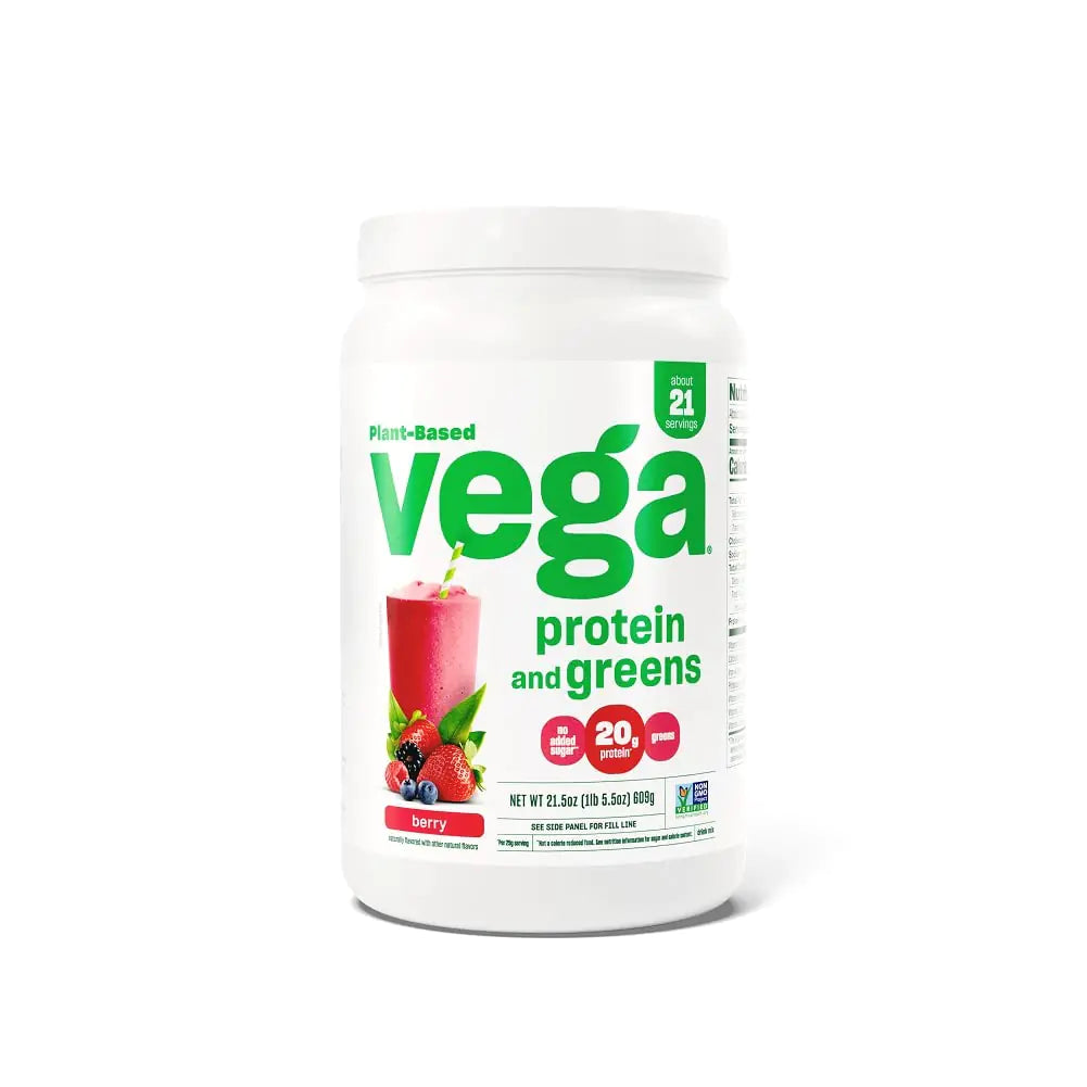 Vega Protein and Greens Berry Protein Powder 1.3 lbs - 20g Plant-Based Protein Vegan Non-GMO.