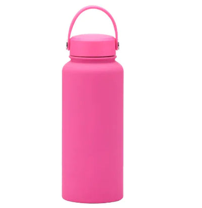 Steel Sport Max pink stainless steel sports kettle with easy-carry handle.
