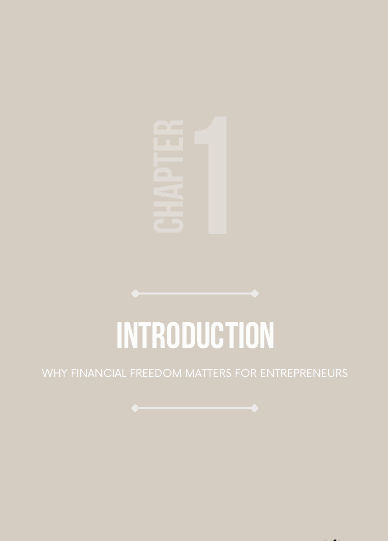 eBook cover of "The Entrepreneurship's Guide to Financial Freedom", Chapter 1 Introduction.
