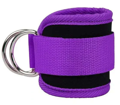 Ankle strap resistance band in purple, designed for fitness and strength training.