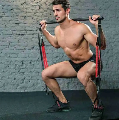 Pilates Bar Kit with resistance bands for full-body workouts.
