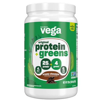 Vega Protein and Greens Chocolate Powder with Plant-Based Protein and Veggies, 1.3 lbs.