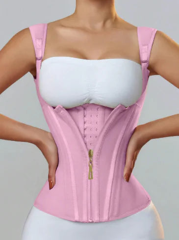 Girdle waist trainer providing firm support, wire-free comfort, made from spandex and nylon blend for shaping midsection.