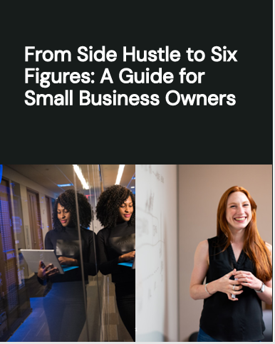 eBook cover for "Side Hustle to Six Figures" featuring successful entrepreneurs.