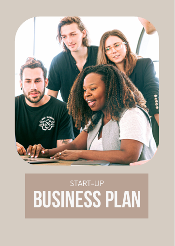 Start-up business plan ebook cover with a diverse group collaborating.