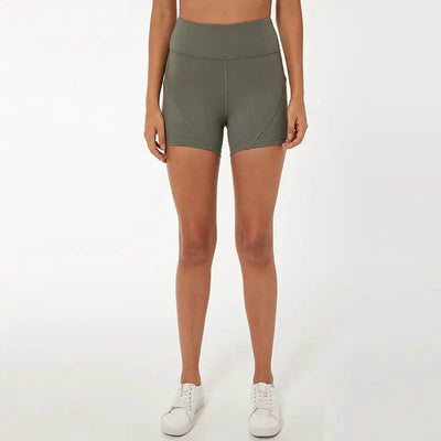 Quick-Dry High-Waisted Sports Shorts in Moss Green showcasing fit and style.