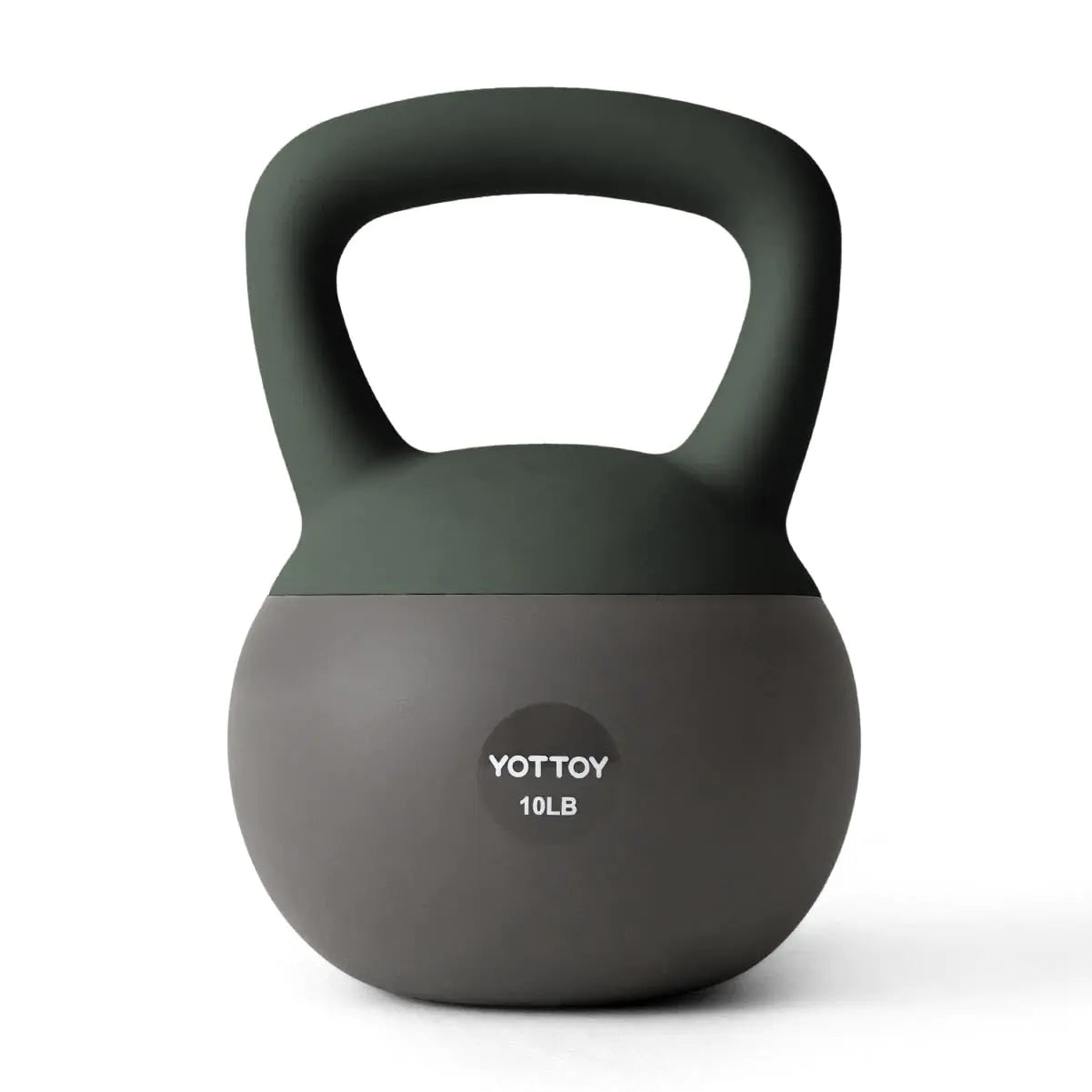 Soft 10 lb kettlebell with anti-slip base and wide-grip handle for strength training.